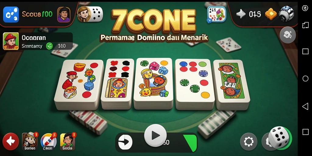 Screenshot gameplay 7CONE yang menampilkan suasana domino yang seru.