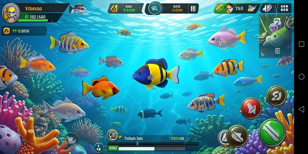 Screenshot gameplay 9SL menampilkan aksi menembak ikan yang seru.