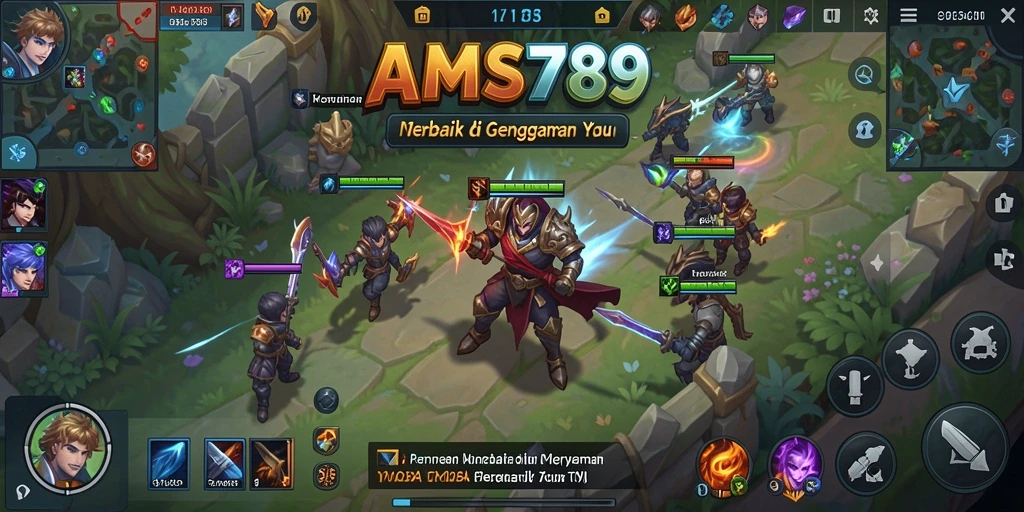 Tampilan pertandingan seru dalam game MOBA AMS789.