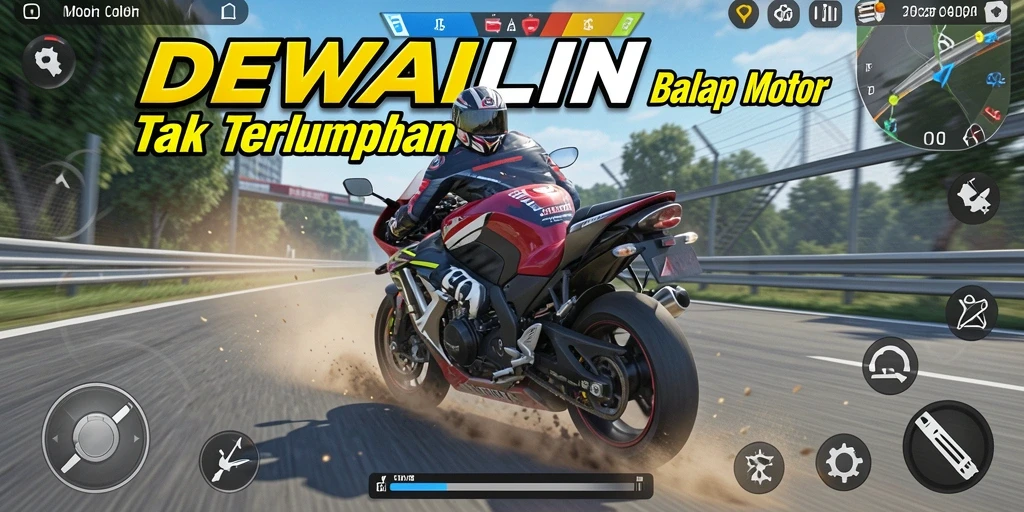 Gameplay balap motor seru dan menegangkan dalam DEWALIN.