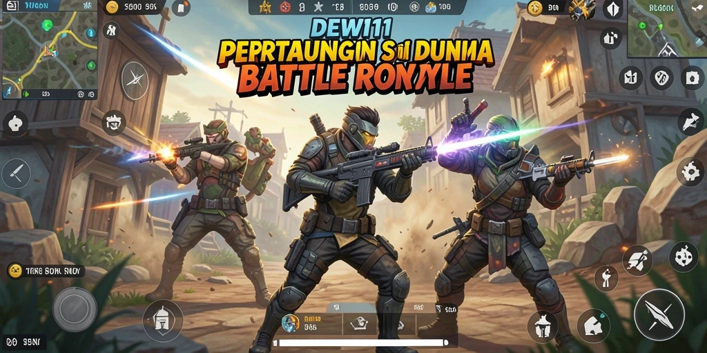 Screenshot utama DEWI11 menampilkan momen seru dalam Battle Royale.