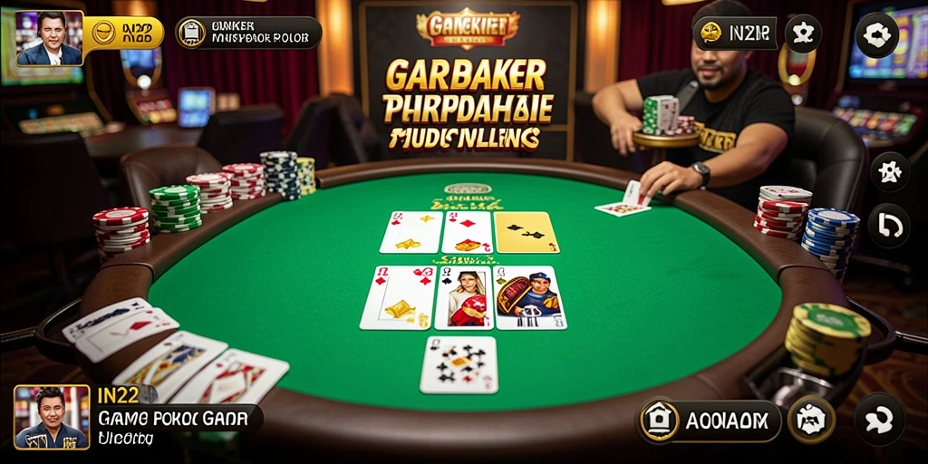 Tampilan gameplay Poker yang mendebarkan di IN22.