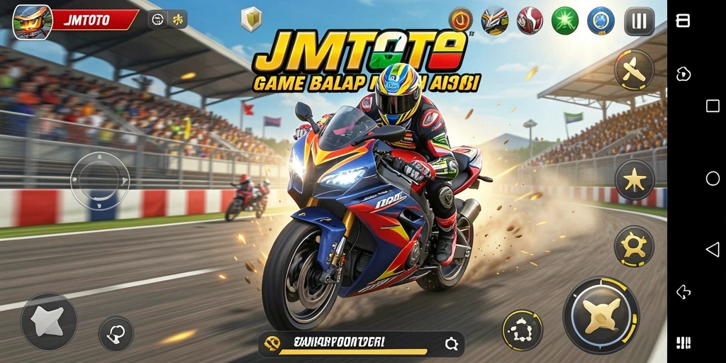 Tampilan gameplay balap motor yang intens dan menegangkan.