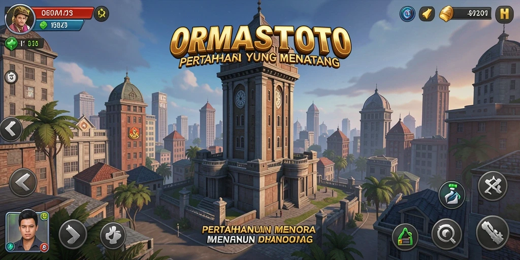 Tangkapan layar ORMASTOTO menampilkan aksi seru menara pertahanan.