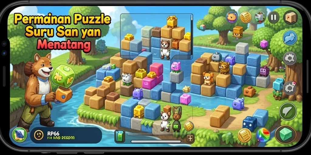 Tampilan seru dari gameplay Puzzle RP66 yang menantang.