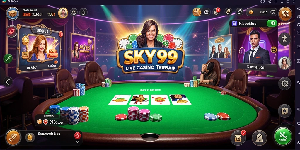 Tampilan gameplay Live Casino yang interaktif dan menyenangkan di SKY99.