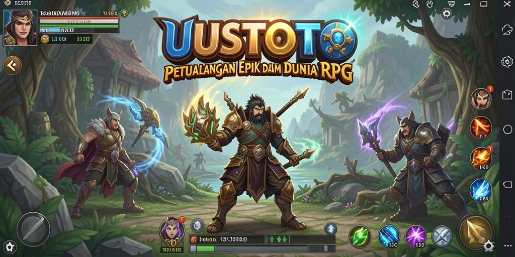 Tangkapan layar gameplay UUSTOTO yang menampilkan aksi pertarungan epik.