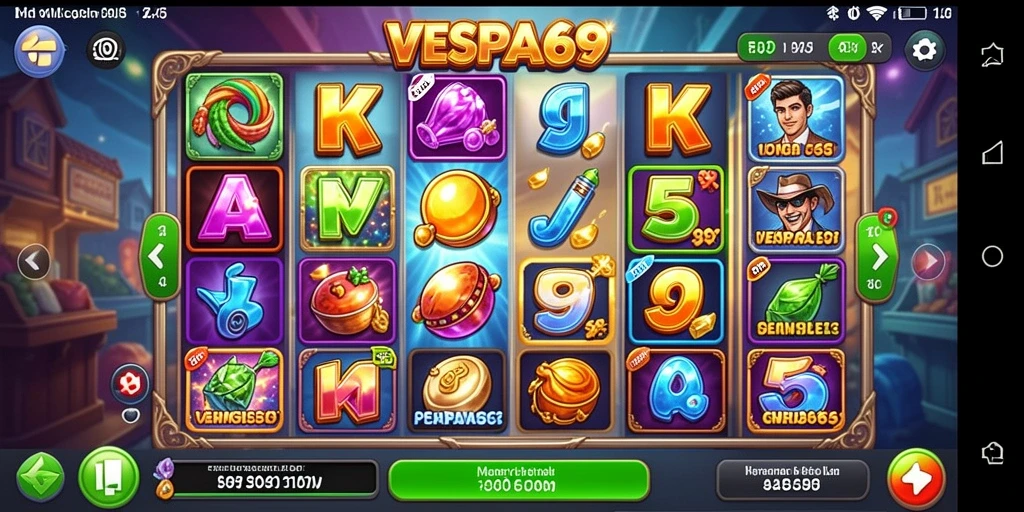 Screenshot gameplay VESPA69 yang menampilkan putaran Slot seru.